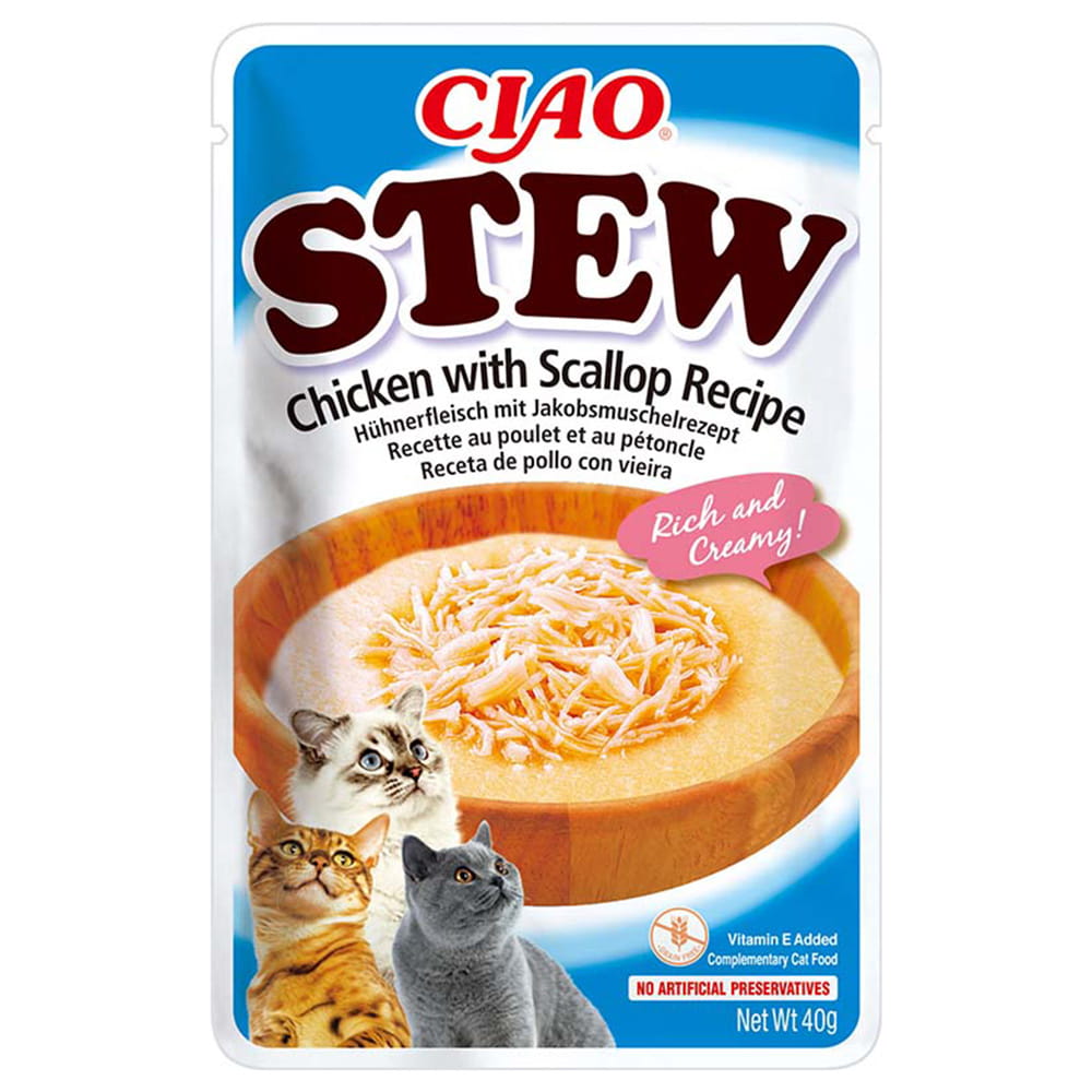 Inaba Ciao Stew Przysmak dla Kota Kurczak z Przegrzebkami – Potrawka 40g